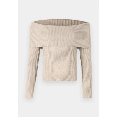 Afbeelding van ONLY Onlkatia OFF Shoulder Trui, Dames, Maat: XS, Mocha meringue melange