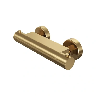 Afbeelding van Brauer Gold Edition Thermostaatkraan opbouw 2 gladde knoppen PVD geborsteld goud