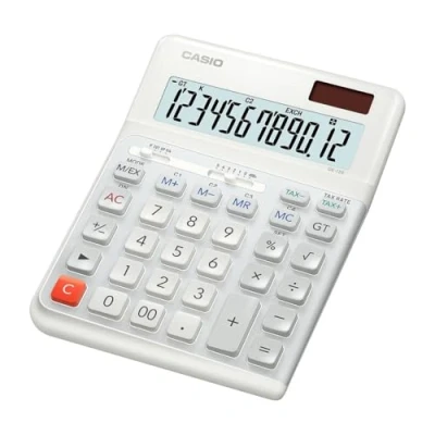 Afbeelding van Casio DE 12E Ergonomische bureaurekenmachine met innovatief traptoetsenbord voor rechtshandigen