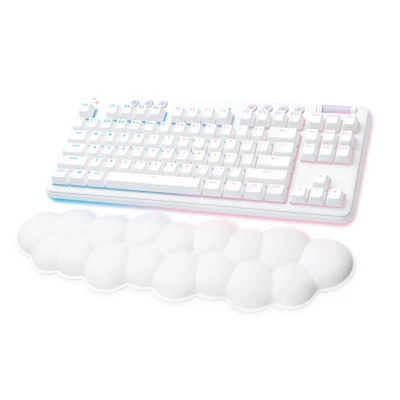 Afbeelding van Logitech G G715 LIGHTSYNC draadloos gamingtoetsenbord met RGB verlichtingssnelheid, touch schakelaar (GX bruin) en polssteun voor toetsenbord, pc Mac, compatibel wit