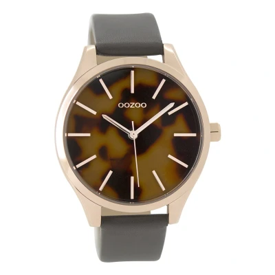 Afbeelding van OOZOO Timepieces Rosé goudkleurige horloge met olifant grijze leren band C9504