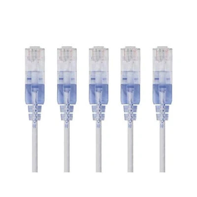Afbeelding van Monoprice Cat6A Ethernet patchkabel 5 voet wit Netwerk internetkabel RJ45, 550Mhz, UTP, puur kale koperdraad, 10G, 30AWG, pack SlimRun Serie