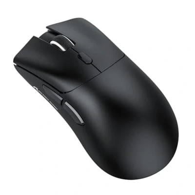Afbeelding van ATTACK SHARK R1 59g SUPERLIGHT muis, PixArt PAW3311 gamingsensor, BT/2.4G draadloze/bedrade gamingmuis, 6 instelbare DPI tot 18000, 65 uur batterij (zwart)