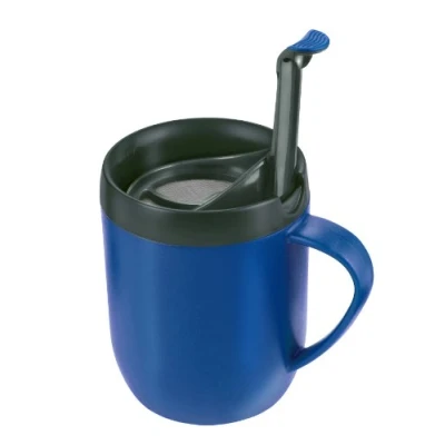 Afbeelding van Zyliss E990003 Hot Mug Cafetière Mok, Kunststof/Silicone, Blauw, Geïsoleerde Reiskoffiemok/Filter Voor Gemalen Koffie/Mok Met Deksel/Camping Beker, Vaatwasmachine Veilig, 5 Jaar Garantie
