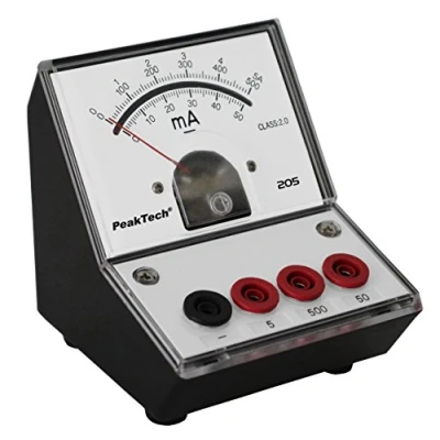 Afbeelding van PeakTech P 205 04 stroommeter/ampèremeter analoog/meetapparaat met spiegelschaal 0 50mA/500mA/5A DC
