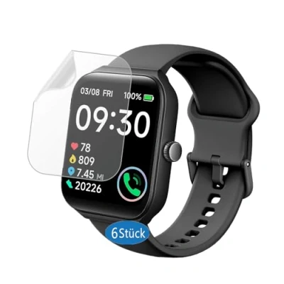 Afbeelding van Frgnie Beschermfolie compatibel met TOOBUR Smartwatch 1,95 inch (6 stuks) HD Flexibele TPU IDW16 displaybeschermfolie