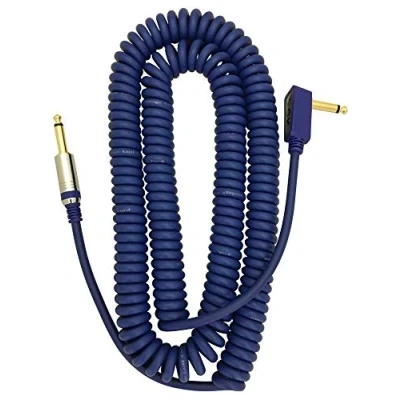 Afbeelding van VOX VCC090BL 9m vintage opgerolde kabel met draagtas van gaas blauw