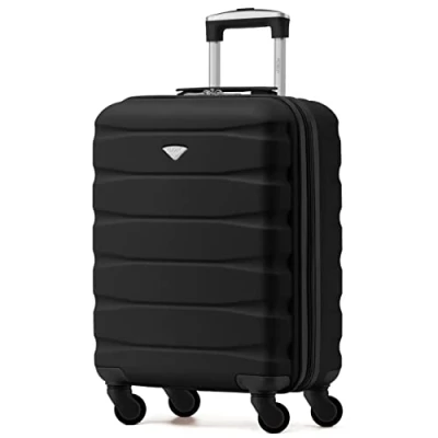 Afbeelding van Flight Knight ABS cabinekoffer compatibel met Air France, Hop! EasyJet, Ryanair en vele anderen! Handbagage, licht, cabinetas 4 wielen, zwart., 55x35x20cm (TSA), koffer