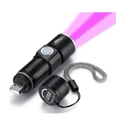 Afbeelding van DARKBEAM UV Zaklamp 395nm Woods Lamp USB Oplaadbare, Mini LED Ultraviolet Zwart Licht Zaklampen Zoombaar Blacklight Detector voor Huisdier Urine, Vlekken, Amberkleurig, Genezen Epoxy Resin, 400nm