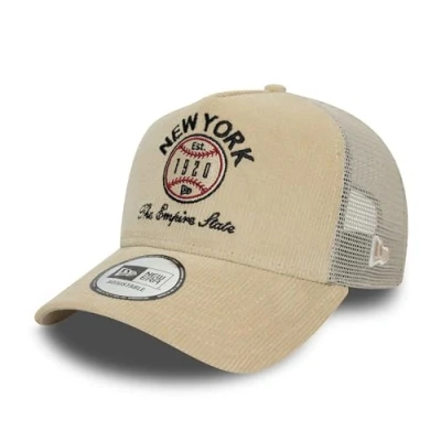 Afbeelding van New Era trucker pet verstelbaar gebogen vizier mesh hoed baseball A frame York beige