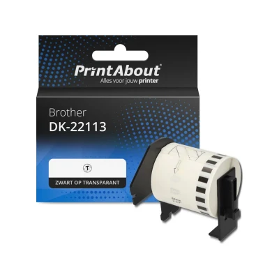 Afbeelding van Huismerk Brother DK 22113 Etiket Zwart op transparant (62 mm)