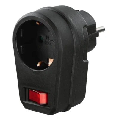 Afbeelding van Hama Stopcontactadapter Geaard Stopcontact Schakelaar Zwart