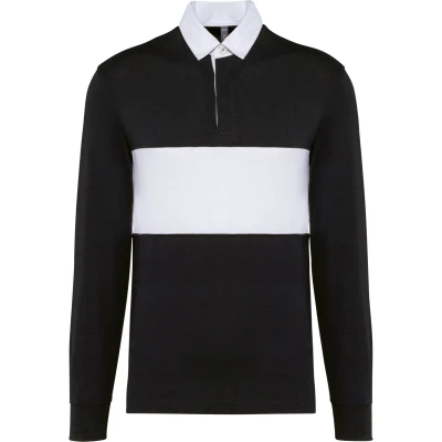 Afbeelding van PROACT® Rugbypolo met lange mouwen PA429 Black / White XXL
