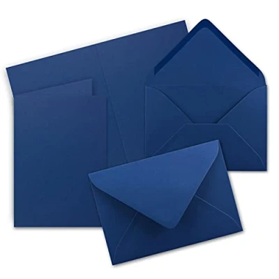 Afbeelding van set van 20 vouwkaarten met enveloppen DIN A6/C6 donkerblauw (blauw) 14,8 x 10,5 cm (105 148) dubbele kaarten serie FarbenFroh