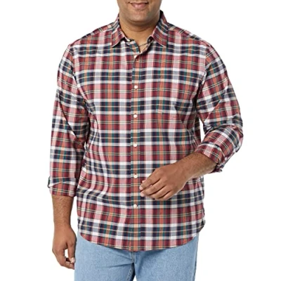 Afbeelding van Amazon Essentials Heren Regular Fit Stretch Poplin Shirt met lange mouwen, Rood Wit Geruit, XX Large