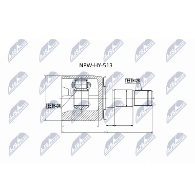 Afbeelding van Homokineet reparatie set, aandrijfas NTY NPW HY 513