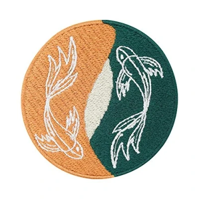 Afbeelding van Finally Home Soul of The Moon Collection: Yin Yang vissen patch om op te strijken Koi Japan patches, vis strijkapplicaties, patches