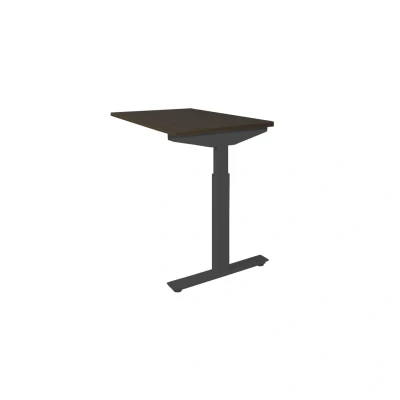 Afbeelding van Linesto Plus aanbouwtafel, hoogte instelbaar (65 85cm) met 80x60cm logan eiken 25mm blad en zwart (RAL9005) t poot frame rechte tenen