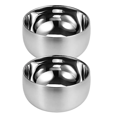 Afbeelding van luvtree 400 ml dubbelwandige vacuüm geïsoleerde roestvrijstalen 316 # kom, Kid anti onbreekbare soepkom, voorgerecht snackkom, ijskom, antislip metalen serveerschaal, lichtgewicht slakom. 2 stuks