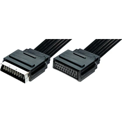 Afbeelding van 21 pins Scart verlengkabel plat / zwart 0,20 meter