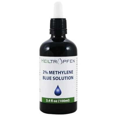 Afbeelding van Sterk geconcentreerde 2% methyleenblauwoplossing 100 ml Ultrahög renhet USP Pharma Grade Ingredienser Tredjepartstestade Formaldehydfri Glasflaska methylene blue Heiltropfen®