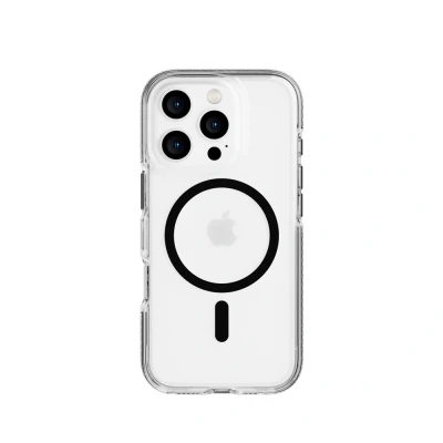 Afbeelding van Tech21 Evo Crystal iPhone 16 Pro hoesje Schokbestendig telefoonhoesje Geschikt voor MagSafe Transparant/Zwart 4,9 meter valbestendig