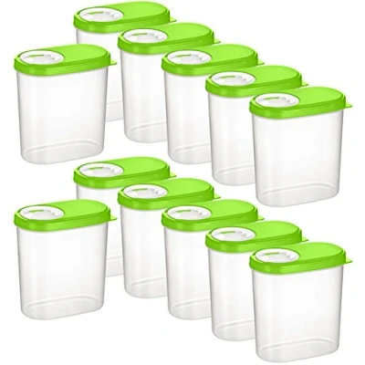 Afbeelding van Kigima 12 kruidenpotjes, voorraaddozen, voorraaddozen (groen, 0,30 l)