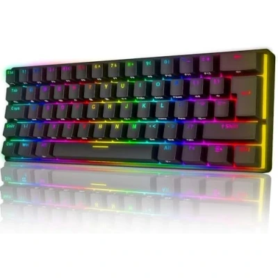 Afbeelding van UK Layout 60% Mechanisch Gaming Toetsenbord Type C Bedraad 61 Toetsen LED Backlit USB Waterdicht 14 Chroma RGB Backlight Volledige Anti ghosting (Zwart/Blauwe Schakelaar)