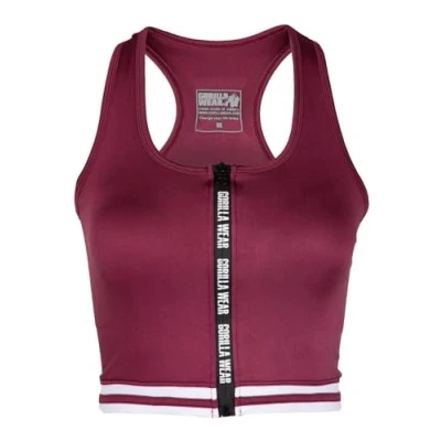 Afbeelding van Gorilla Wear MESA ZIP Front CROP Top, Dames, Maat: Large, Dark red