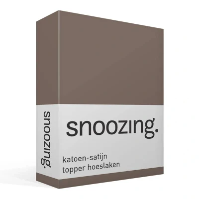 Afbeelding van Snoozing Katoen satijn Topper Hoeslaken Lits jumeaux 180x210 cm Bruin