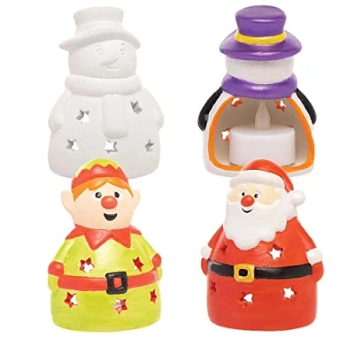 Afbeelding van Baker Ross FC257 Kerst keramische theelichthouders pak van 3, theelichtjes voor kinderen om te versieren en weer geven, ideaal kunst handwerkproject