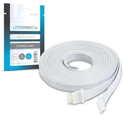 Afbeelding van Litcessory Verlengkabel voor Philips Hue Lightstrip Plus (3m, 1 Stuk, Wit MIKRO 6 SPELD V4)