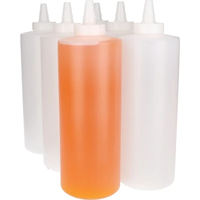 Afbeelding van 6x Knijpbare Doseerfles 1000 ml met Tuitdop Sausfles, Knijpfles, Garneerfles LDPE Kunststof Voedselveilig &amp; Flexibel Mat Transparant Set van 6 Stuks