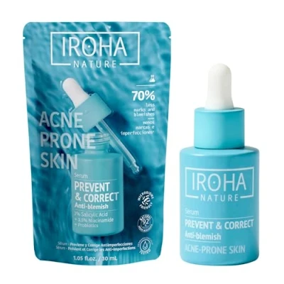 Afbeelding van Iroha Nature serum tegen onzuiverheden met salicylzuur, 2% niacinamide, 3,5%, gezichtsserum voor huid neiging tot acne, vermindert puistjes en verwijdert vlekken, 92% niacinamide