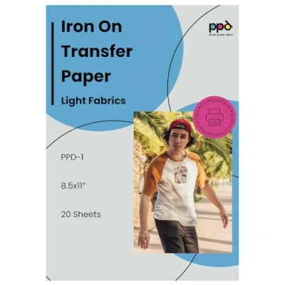 Afbeelding van PPD 20 x A4 PREMIUM Inkjet T shirt Transfer Papier, Transparante Folie speciaal voor licht textiel, strijkijzers en thermische pers 1