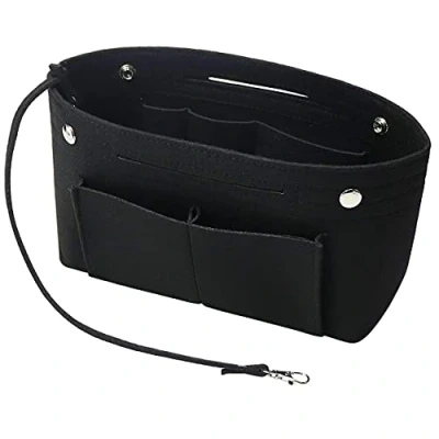Afbeelding van Soyizom Vilten handtas, portemonnee, organizer, tas in met sleutelhanger voor Speedy Neverfull, 8 kleuren, Zwart, small