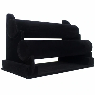 Afbeelding van Ilènne Armbanden houder 2 Rollen Zwart velours 27,5x15x16,5 cm / Sieradenhouder