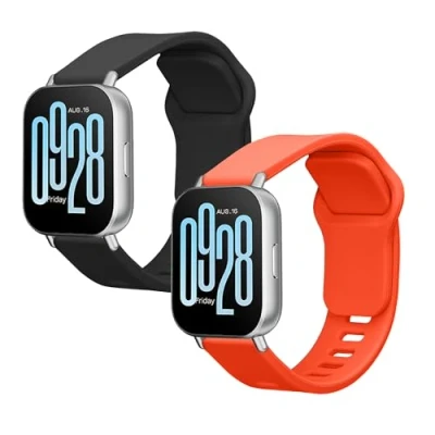 Afbeelding van kwmobile 2x horlogebandjes geschikt voor Xiaomi Redmi Watch 5 Active / Lite bandje Smartwatch bandjes van TPU Activity tracker horloge band in zwart oranje