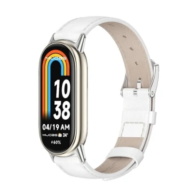 Afbeelding van Echt leren bandje Wit Xiaomi Smart band 8 Horlogebandje