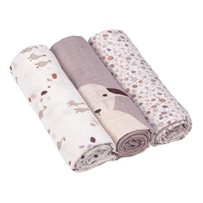 Afbeelding van Lässig Hydrofiele luier swaddle doek 3 stuks Tiny Farmer Flowers 80 x cm