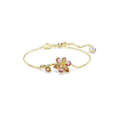 Afbeelding van Swarovski Idyllia armband, Verschillende slijpvormen, Bloem, Meerkleurig, Goudkleurige toplaag