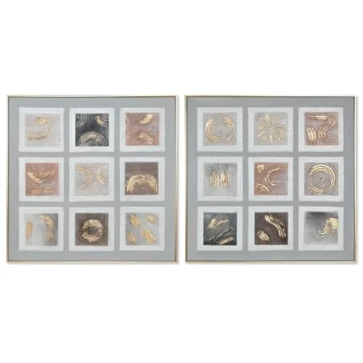 Afbeelding van Schilderij Home ESPRIT Bruin Beige polyestyreen Canvas Geruit Stads 82 x 5 cm (2 Stuks)