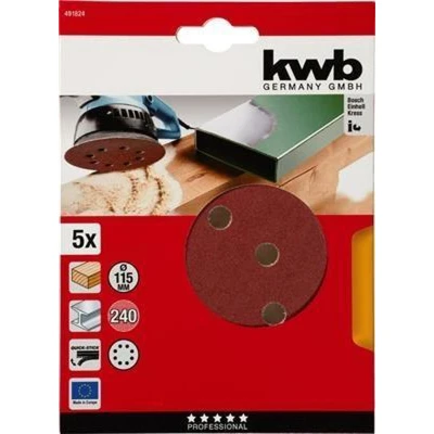 Afbeelding van KWB schuurschijf Ø 115 mm Korrel 240 Klittenbandhechting 491824 5 stuks