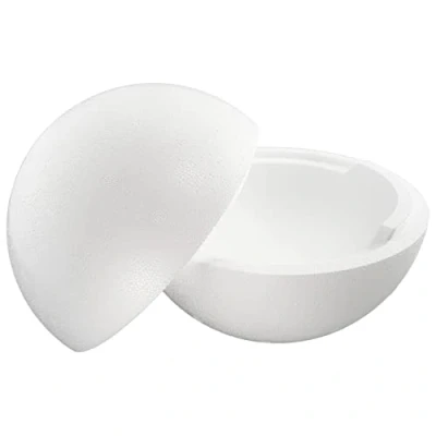 Afbeelding van piepschuim bal 2 delig, diameter 20 cm, deelbaar, halve schaal, 1 stuk, wit