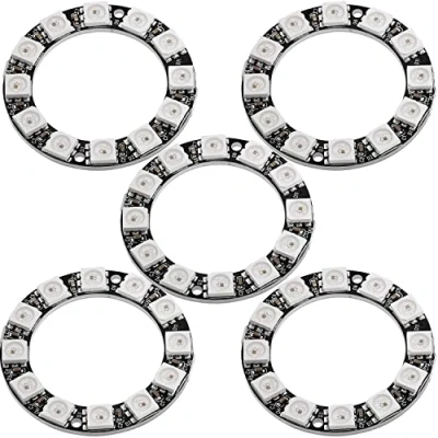 Afbeelding van AZDelivery 5 x 5V RGB LED Ring WS2812B 12 Bit Neopixel 38mm compatibel met Arduino Inclusief E Book!