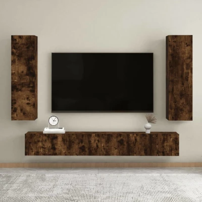 Afbeelding van Tv wandmeubels 2 st 30,5x30x110 cm gerookt eikenkleurig