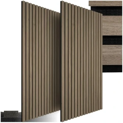 Afbeelding van tectake® Set van 2 akoestische panelen Sonic Wall donker eiken Geluidsabsorberend paneel Geluidsdemping div kleuren (donker eiken)