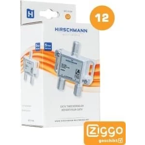 Afbeelding van F connector splitter Hirschmann (2 weg, 3.7 dB, Ziggo gecertificeerd)