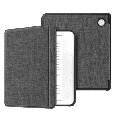 Afbeelding van Fintie Hoes voor Tolino Vision Color (2024) / Kobo Libra 7 inch eReader Superlicht Soft TPU Achterkant Cover Beschermhoes met Auto Sleep Waak en Magneetsluiting, Stof donkergrijs