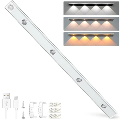 Afbeelding van Alyvisun LED Oplaadbare Kastlamp 60 cm met Bewegingssensor Magnetische Installatie, 3 Lichtkleuren en Instelbare Helderheid voor Kast, Hal, Trap, Keuken